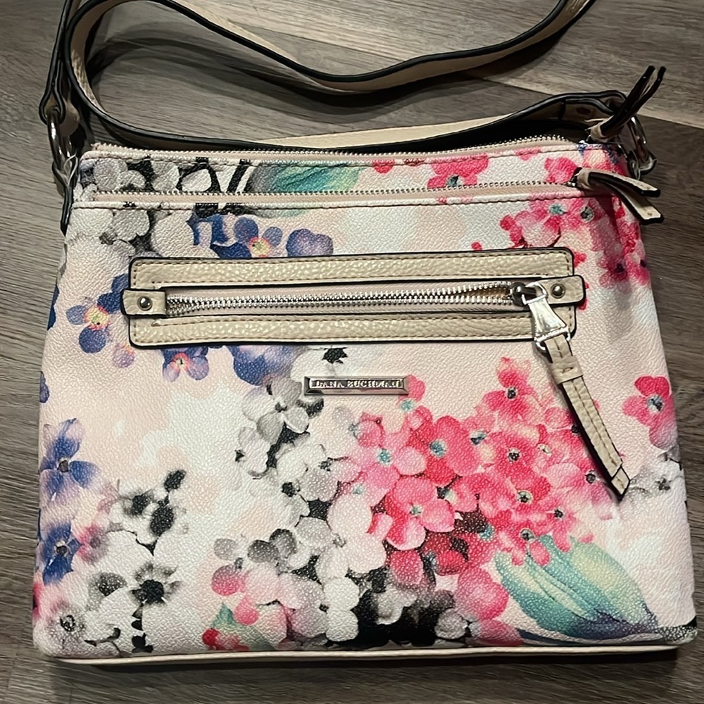 Dana Buchman floral crossbody bag / preowned with many pockets done - Picture 2 of 12